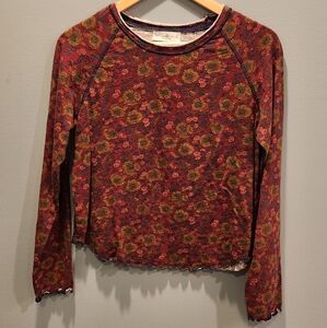 NATURAL LIFE Red Floral Long Sleeve Tee